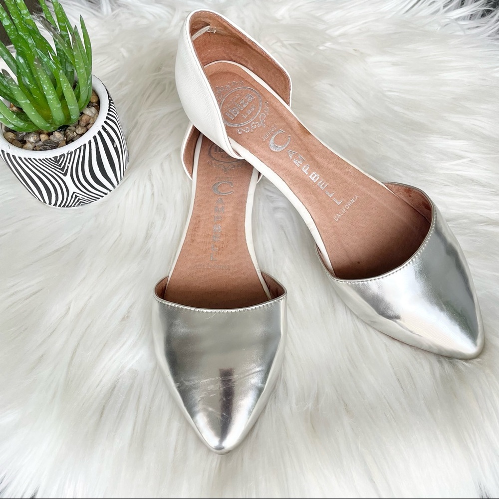 Jeffrey Campbell In Love D'Orsay Flats Silver and White Size 5